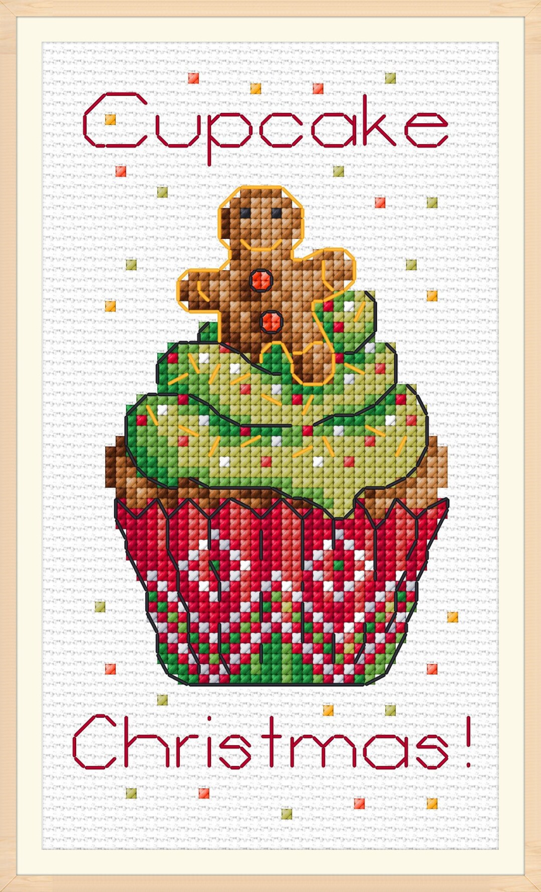 Christmas Cupcake Cross Stitch Kit | Gingerbread Man | María Díaz ...