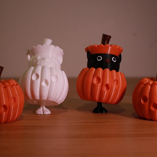 Cute Pumpkin Cat | 3D Printed Desk Buddy | Halloween Decoration