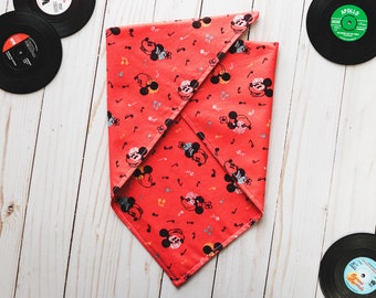 Disney Mickey Mouse Dog Bandana – Red Cotton Tie On Pet Scarf