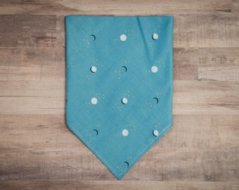 Celestial Moon Dog Bandana – Blue Cotton Tie On Pet Scarf