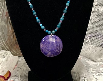 Amethyst and Apatite Gemstone Necklace