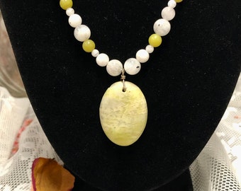 Serpentine and Moonstone Necklace