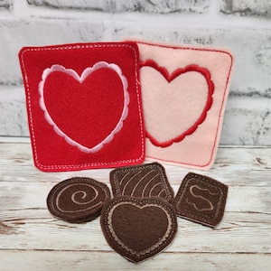 Pretend Chocolates, Felt Chocolate, Valentine Set, Pretend Food, Pretend Felt Food, Play Kitchen Food, Learning Toy, Felt Food