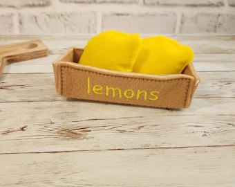 Lemon Play Food, Felt Lemon Food, Pretend Lemons Food, Pretend Play Food Set, Play Kitchen, Toddler Gift, Learning Toy, Preschool Toy
