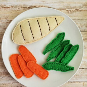 Felt Food Set, Felt Chicken Dinner, Felt green Beans, Play Kitchen, Pretend Play Food, Play Set, Learning Toy, Toddler Gift, Preschool Toy