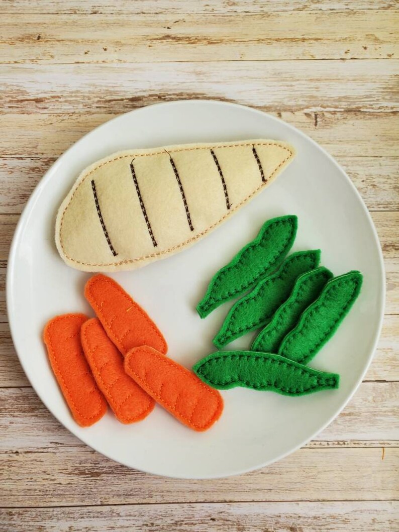 Felt Food Set Felt Chicken Dinner Felt Bean Play Kitchen Etsy
