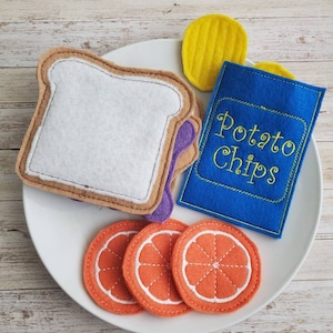 Felt Peanut Butter, PB & Jelly Sandwich, Pretend Lunch, Pretend Play Food, Pretend Play, Food Set, Play Food, Learning Toy, Toddler Gift image 1