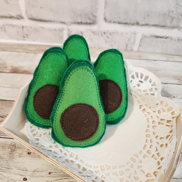 Felt Avocado, Felt Play Food, Felt Avocado Toy, Felt Veggies, Pretend Play Food Set, Preschool Toy, Felt Food, Felt Food Set, Play Kitchen