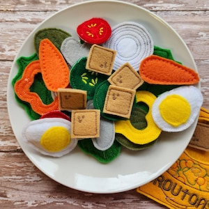 Felt Salad, Pretend Salad, Fake Salad Kit, Pretend Food, Pretend Felt Food, Play Kitchen Food, Learning Toy, Preschool Toy