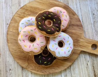 Felt Donuts, Fake Donuts, Pretend Donuts, Pretend Food, Pretend Felt Food, Play Kitchen Food, Learning Toy, Preschool Toy, Felt Food