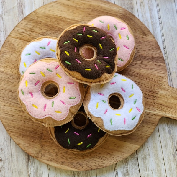 Felt Donuts, Fake Donuts, Pretend Donuts, Pretend Food, Pretend Felt Food, Play Kitchen Food, Learning Toy, Preschool Toy, Felt Food