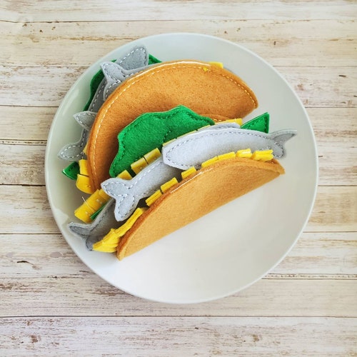 Felt Food Set Felt Fish Taco Felt Tacos Play Kitchen Etsy