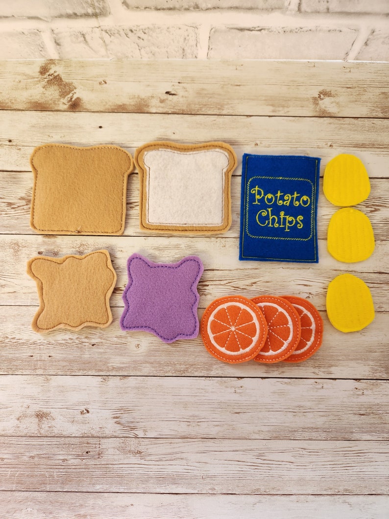 Felt Peanut Butter, PB & Jelly Sandwich, Pretend Lunch, Pretend Play Food, Pretend Play, Food Set, Play Food, Learning Toy, Toddler Gift image 3