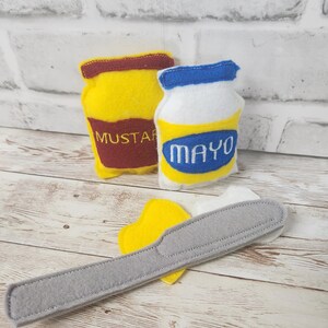 Felt Mustard Jar, Felt Mayo Jar, Pretend Condiments, Pretend Play Food, Pretend Play, Food Set, Play Food, Learning Toy, Toddler Gift