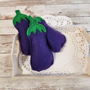 Felt Eggplant, Felt Play Food, Felt Eggplant Toy, Felt Veggies, Pretend Play Food Set, Preschool Toy, Felt Food, Felt Food Set, Play Kitchen
