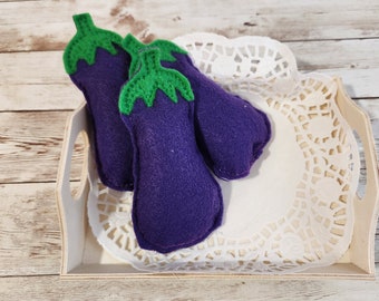 Felt Eggplant, Felt Play Food, Felt Eggplant Toy, Felt Veggies, Pretend Play Food Set, Preschool Toy, Felt Food, Felt Food Set, Play Kitchen