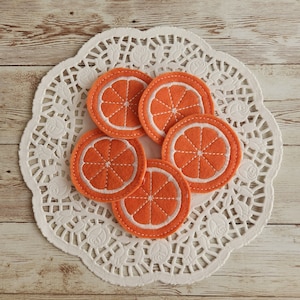 Felt Orange Slices, Pretend Oranges, Pretend Fruit,Felt Fruit Slices, Pretend Play Food, Learning Toy, Preschool Toy, Felt food