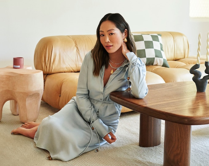 Aimee Song Creator Collab - Washed Linen Checkerboard Pillow Cover.