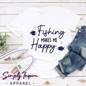 Lustiges Angeln Shirt\ Angeln macht mich glücklich Shirt\ Fischer Geschenk\ Camping Shirt\ Angeln Geschenke\ Unisex T-Shirt
