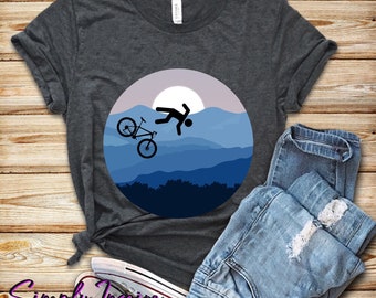 Mountain Bike Shirt - Funny Over The Moon Biking Shirt - Road Bike Tee - Cycling Shirt - Funny Mountain Biking Shirt - Unisex Tee - Hoodies
