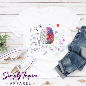 Neuroscience Shirt • Left and Right Brain • Science Teacher Shirt • Art Mind Shirt • Colorful Brain Shirt • Art Lover Shirt • Unisex Tee