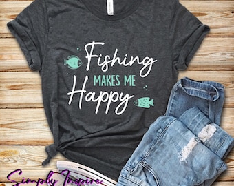 La pêche me rend heureux Chemise \ Cadeau pêcheur \ Chemise de pêche drôle \ Chemise de camping \ Cadeaux de pêche \ Tee unisexe