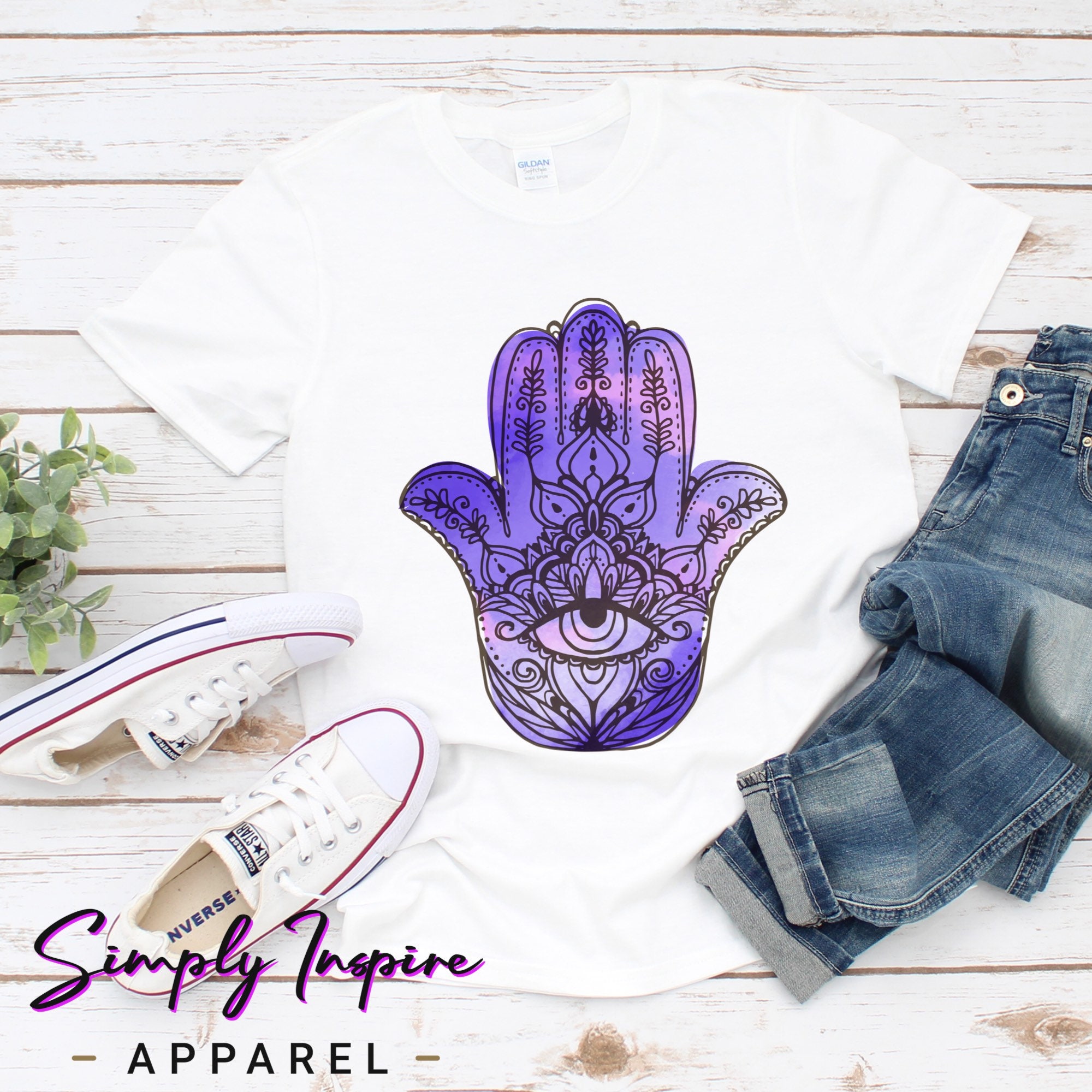 T-shirt Femme Imprimé Hamsa - Taille S - Neuf Sans étiquettes - Coton Blanc Décontracté