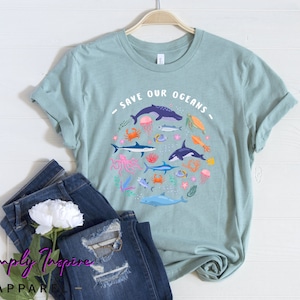 Save Our Oceans Shirt • Save Our Seas Shirt • Sea Creatures Tshirt • Sea Animals Shirt • Protect Our Oceans • Earth Day Shirt • Unisex Tee
