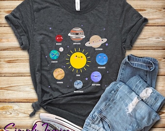 Kawaii Solar System Shirt • Space Gift • Science Teacher Shirt • Astronomy Planets Tee • Space Theme Party • Solar System • Hoodies