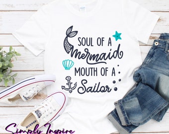 Beach Shirt - Summer Shirt - Soul Of A Mermaid, Mouth Of A Sailor T-Shirt - Beach Shirts For Women - Vacation Shirt- Tank Tops