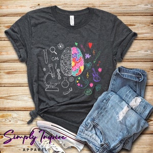 Neuroscience Shirt • Left and Right Brain • Science Teacher Shirt • Art Mind Shirt • Colorful Brain Shirt • Art Lover Shirt • Unisex Tee