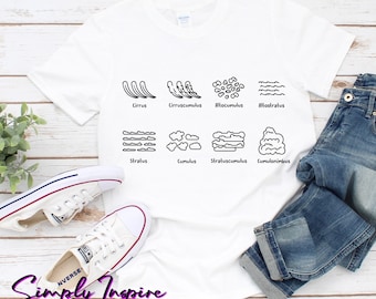 Types of Clouds Shirt - Gifts for Future Meteorologists - Weatherman Shirt - Weather Forecast - Gifts for Cloud Lovers - Unisex Tee