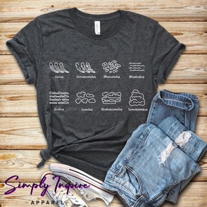 Types of Clouds Shirt - Gifts for Future Meteorologists - Weatherman Shirt - Weather Forecast - Gifts for Cloud Lovers - Unisex Tee