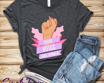 Camisa feminista \ feminista \ sua voz tem poder camisa \ camiseta feminista \ feminismo \ presente dos direitos das mulheres \ movimento feminista