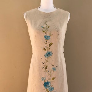 Price Reduced 1960s Embroidered Linen Dress image 3