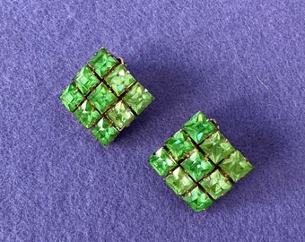 Weiss Peridot Rhinestone Earrings