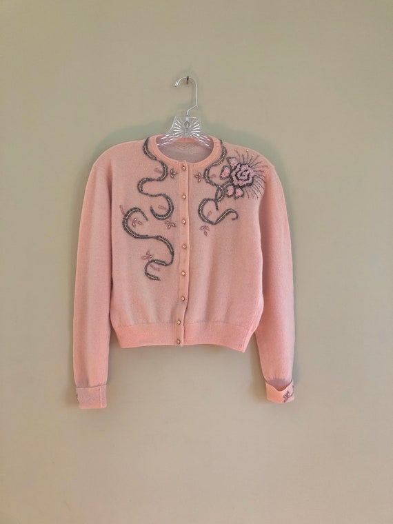 Fabulous 1950s Beaded Cashmere Cardigan