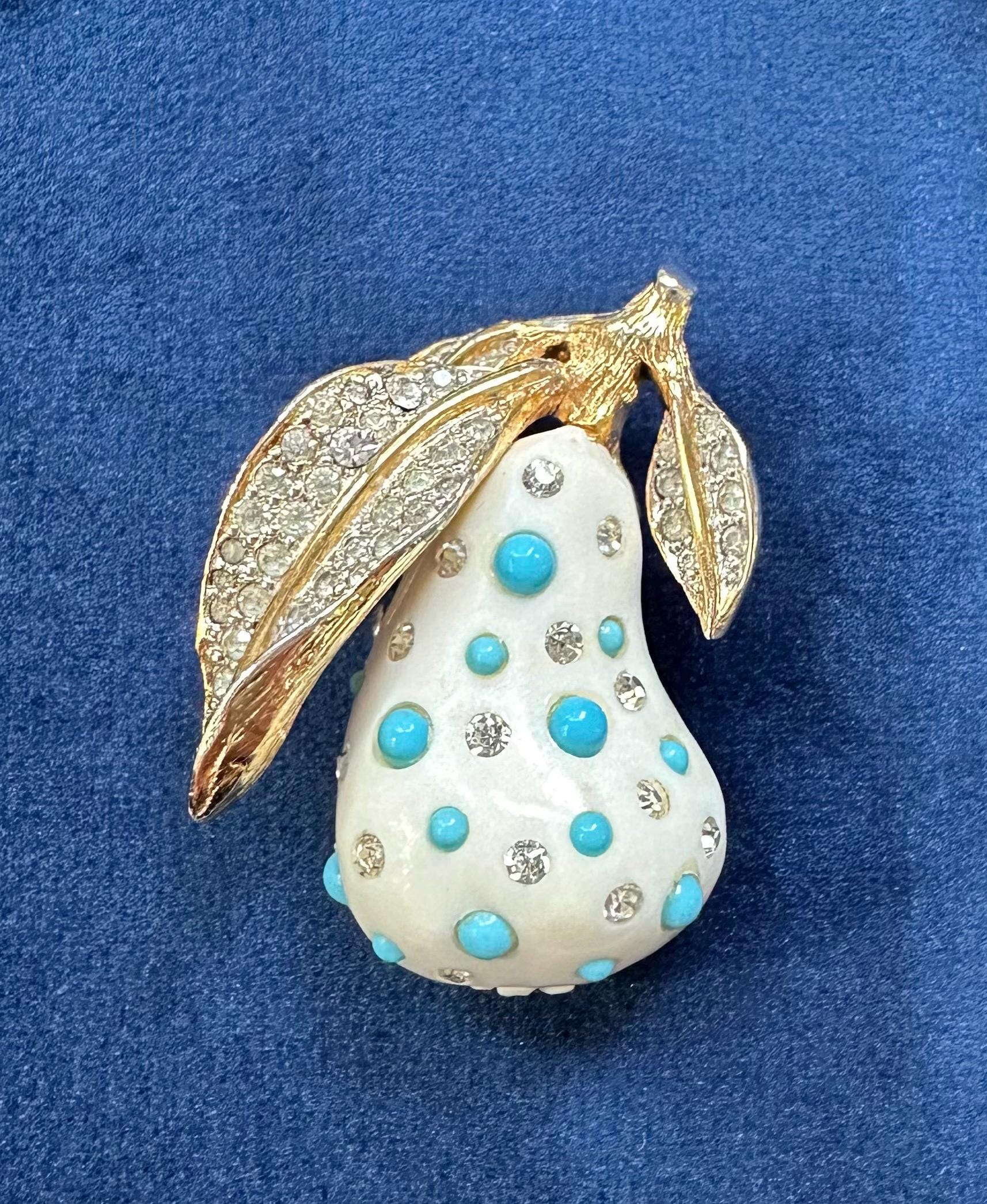 Broche Vintage Florale Nettie Rosenstein - Métal Doré Et Marcassite, Bon état