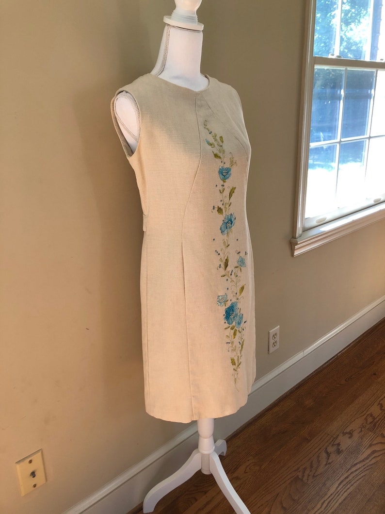 Price Reduced 1960s Embroidered Linen Dress image 2