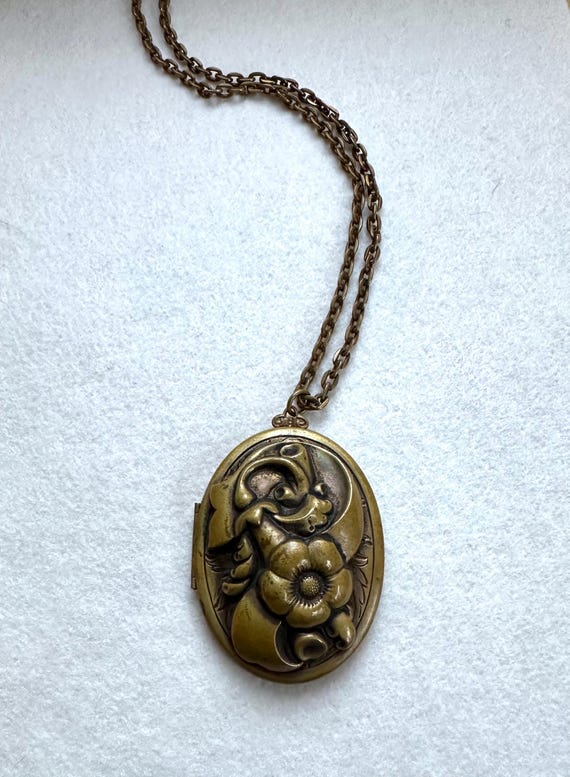 Large Antique Victorian Brass Locket