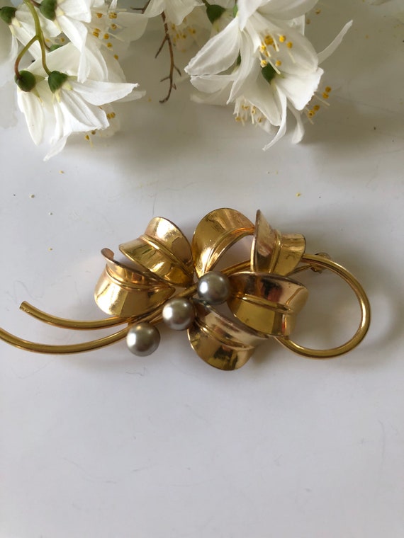 1950s Forstner Brooch Gold Filled - image 3