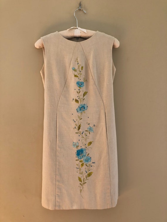 Price Reduced ***1960s Embroidered Linen Dress - image 5