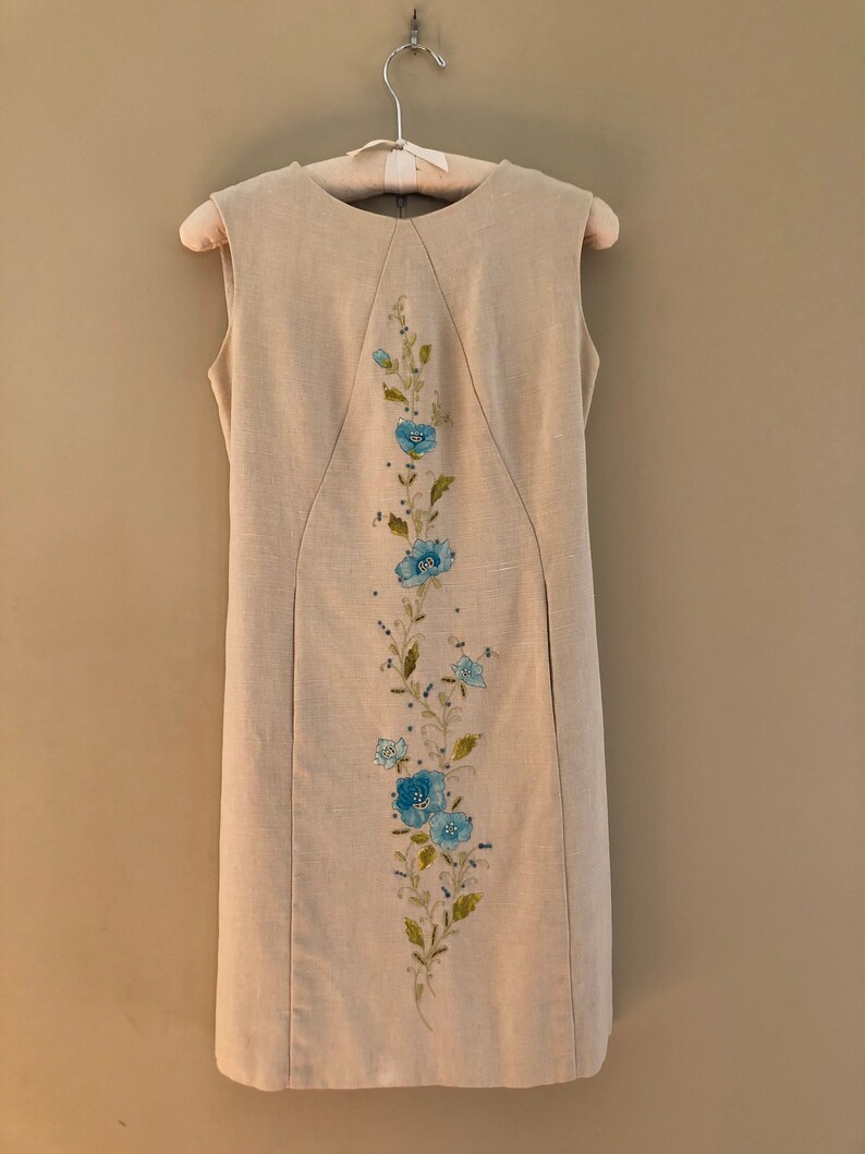 Price Reduced 1960s Embroidered Linen Dress image 5