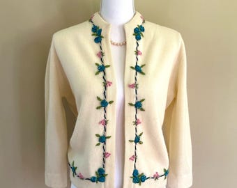 Embroidered Dalton Cashmere Cardigan