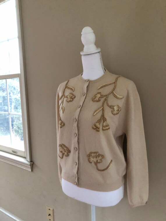1950s Embroidered Cashmere Sweater