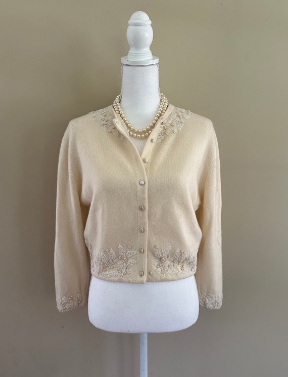 Exceptional 1950s Beaded Cashmere Sweater