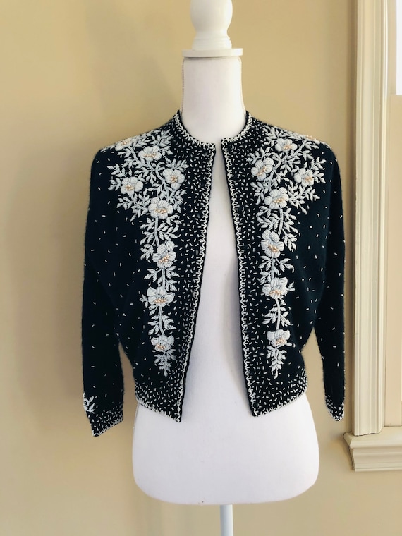 Exceptional 1950s Beaded Cashmere Sweater