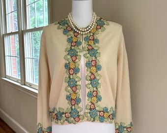 Vintage Appliquéd Dalton Cashmere Sweater
