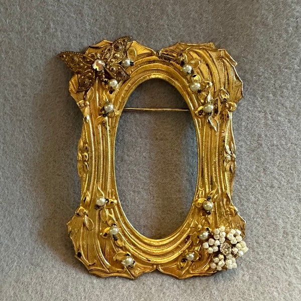 Vintage Rare Miriam Haskell Picture Frame Brooch