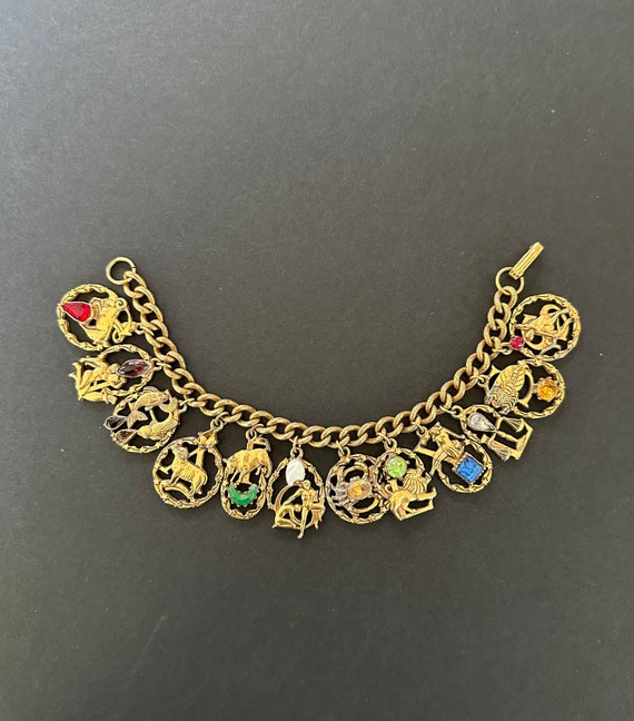 Rare Vintage Florenza Zodiac Charm Bracelet